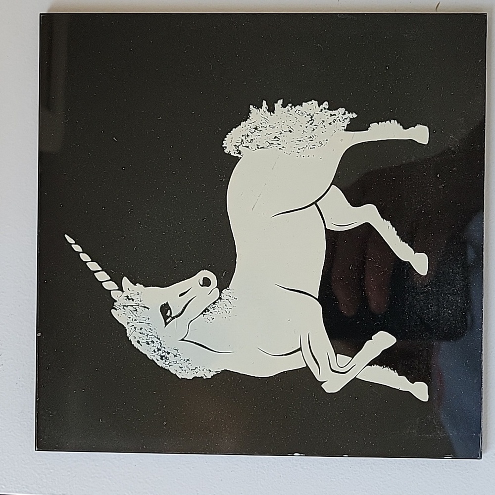 Glass Black and White Unicorn Wall Art